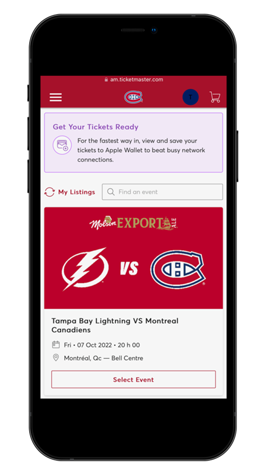Mobile tickets | Montréal Canadiens